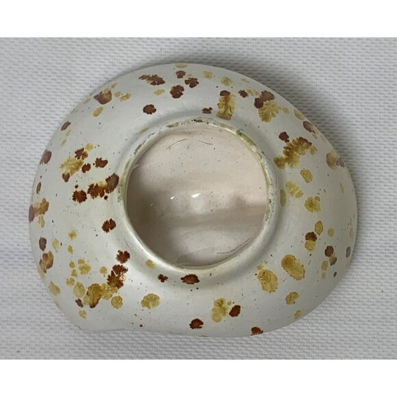 Vintage Handcrafted Ceramic Ashtray Splatter Glaze Brown Gold Earthy 4 Notches - Picture 9 of 15